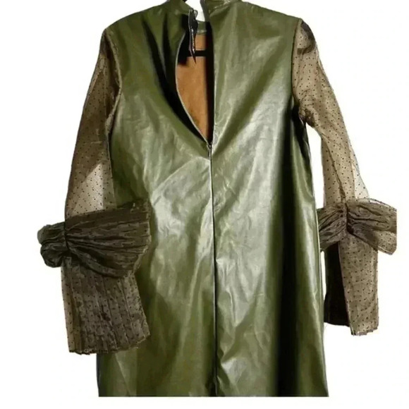 Chic Faux Leather-Inspired Sheer Green Dress (Size Small) - Picture 10 of 14
